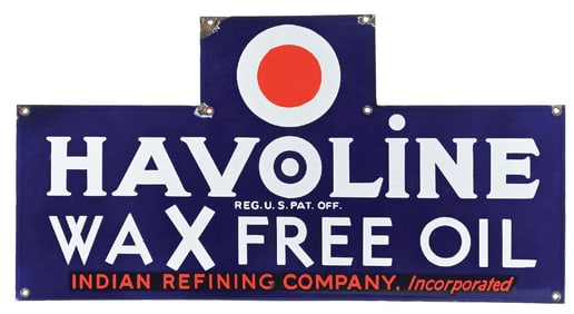 HAVOLINE WAX FREE OIL PORCELAIN RACK SIGN