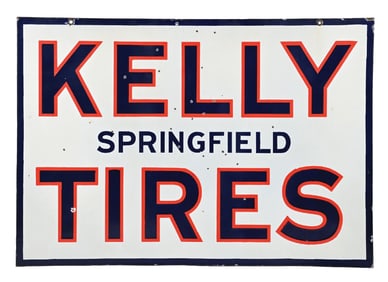 KELLY SPRINGFIELD TIRES PORCELAIN SERVICE STATION SIGN.