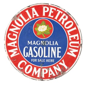 MAGNOLIA GASOLINE FOR SALE HERE PORCELAIN SIGN.