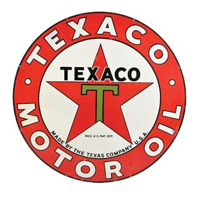 RARER VERSION TEXACO MOTOR OIL PORCELAIN SERVICE STATION SIGN