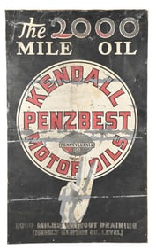 RARE KENDALL PENZBEST MOTOR OILS TIN SERVICE STATION SIGN.