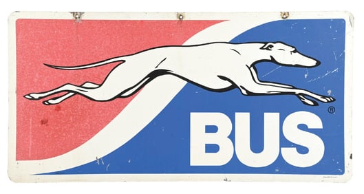 GREYHOUND BUS LINES TIN SIGN.