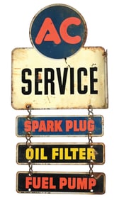 AC SPARK PLUG OIL FILTER & FUEL PUMP SERVICE 4- PIECE FLANGE SIGN.
