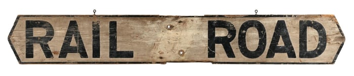 RAIL ROAD CROSSING PAINTED WOOD SIGN.