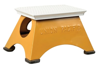 UNION PACIFIC RAILROAD STAMPED STEEL STEP STOOL.