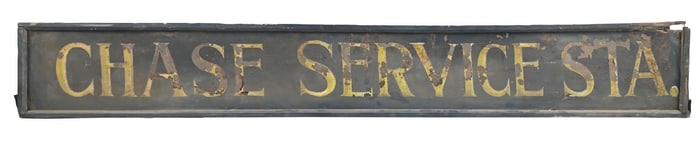 CHASE SERVICE STATION HAND PAINTED METAL SIGN.