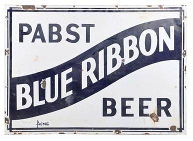 PABST BLUE RIBBON BEER PORCELAIN SIGN.