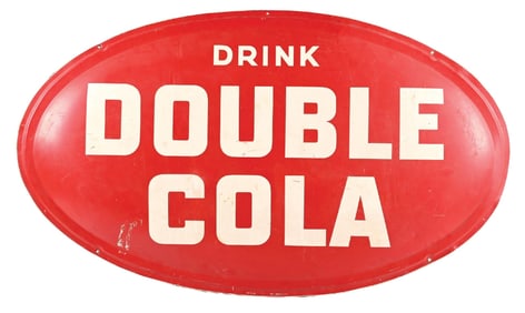 DRINK DOUBLE COLA TIN BOBBLE SIGN.
