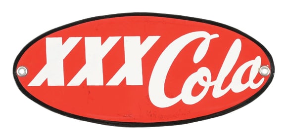 RARE N.O.S. TRIPLE XXX COLA PORCELAIN SIGN.