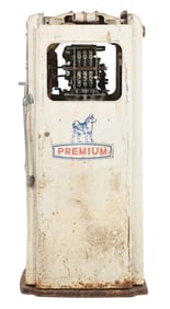 TOKHEIM MODEL #300 GAS PUMP W/ ORIGINAL HUSKY PAINT & DECAL.