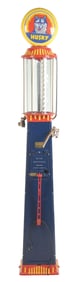 BUTLER MODEL #81 GAS PUMP RESTORED IN HUSKY GASOLINE.