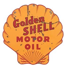 GOLDEN SHELL MOTOR OIL PORCELAIN SIGN.