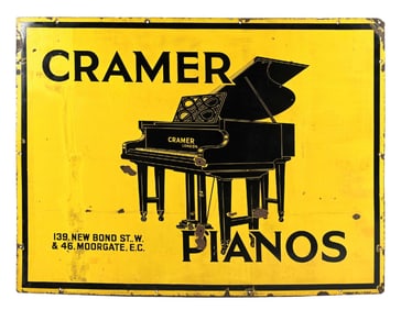 CRAMER PIANOS PORCELAIN SIGN.