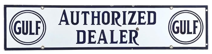 GULF AUTHORIZED DEALER PORCELAIN SIGN.