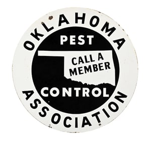 OKLAHOMA PEST CONTROL ASSOCIATION PORCELAIN SIGN.