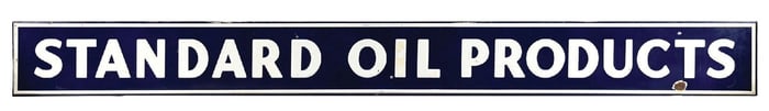 STANDARD OIL PRODUCTS PORCELAIN SIGN W/ SELF FRAMED OUTER EDGE.