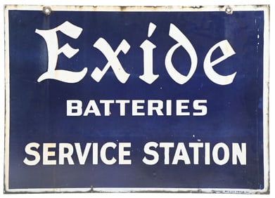 EXIDE BATTERIES SERVICE STATION PORCELAIN SIGN.