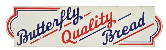 BUTTERFLY QUALITY BREAD PORCELAIN DOOR PUSH SIGN.