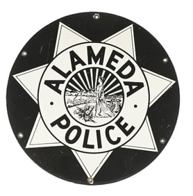 ALAMEDA POLICE PORCELAIN SIGN.