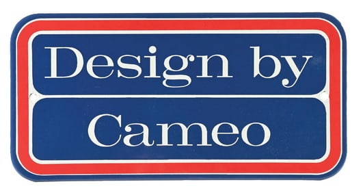 DESIGN BY CAMEO PORCELAIN SIGN (CALIFORNIA METAL ENAMELING).