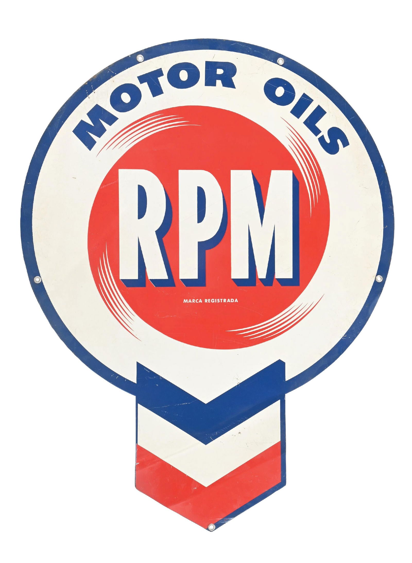 RPM MOTOR OILS TIN SERVICE STATION SIGN. (1 of 2)