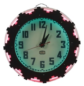 ELECTRIC NEON AZTEC CLOCK.