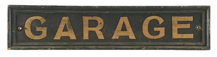 GARAGE HAND PAINTED WOOD SIGN W/ ORIGINAL WOOD FRAME.