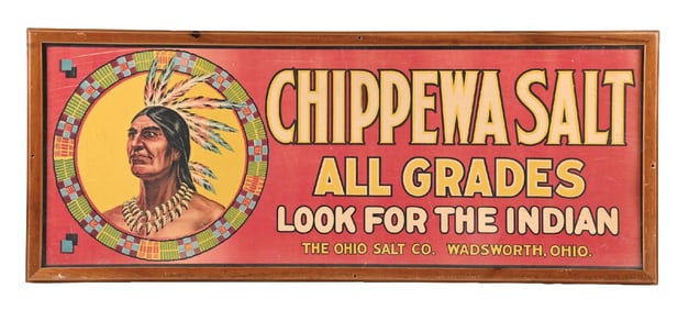 CHIPPEWA SALT FRAMED CLOTH STORE DISPLAY BANNER.