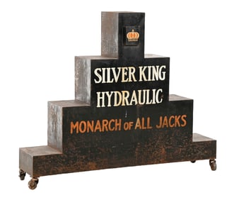 SILVER KING HYDRAULIC "MONARCH OF ALL JACKS" PAINTED METAL STORE DISPLAY.