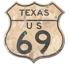 TEXAS HIGHWAY ROUTE 69 HIGHWAY SHEILD SIGN.
