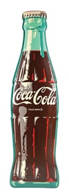 COCA COLA EMBOSSED TIN BOTTLE SIGN.