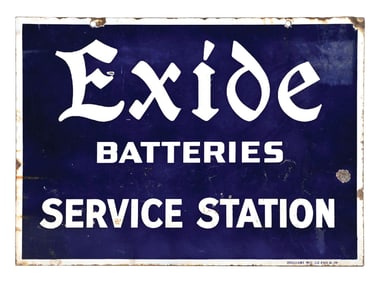 EXIDE BATTERIES SERVICE STATION PORCELAIN SIGN.
