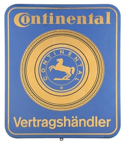 CONTINENTAL TIRES PORCELAIN SIGN W/ COOKIE CUTTER EDGE.