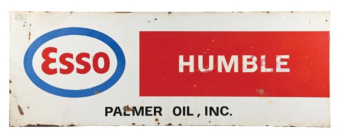 ESSO HUMBLE PALMER OIL CO PORCELAIN SIGN.