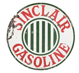 SINCLAIR GASOLINE PORCELAIN CURB SIGN