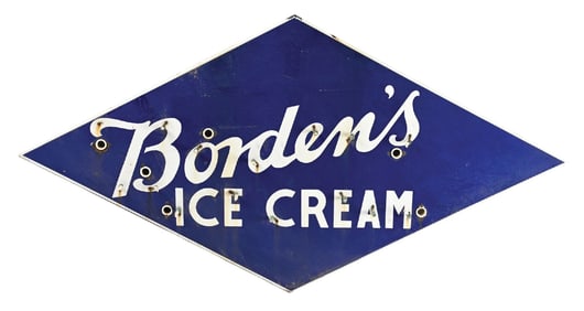 BORDENS ICE CREAM PORCELAIN NEON SKIN SIGN.