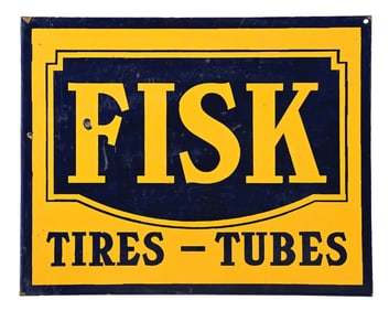 FISK TIRES & TUBES PORCELAIN SERVICE STATION SIGN.