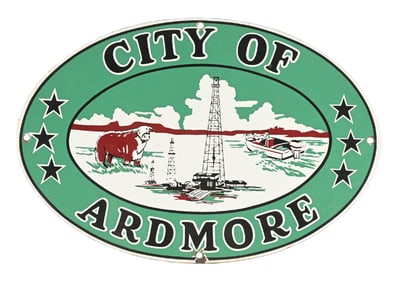 CITY OF ARDMORE OKLAHOMA PORCELAIN MUNICIPAL SIGN