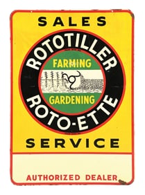 ROTOTILLER AND ROTO-ETTE SALES & SERVICE TIN SIGN.