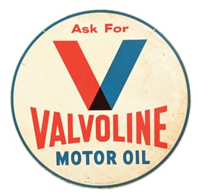 VALVOLINE MOTOR OIL TIN SERVICE STATION SIGN.