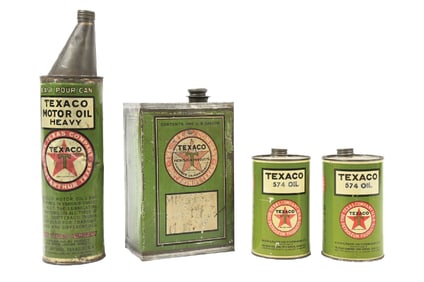 COLLECTION OF 4: TEXACO PORT ARTHUR MOTOR OIL CANS.