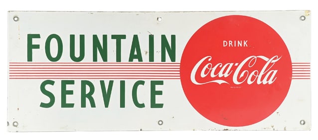 COCA COLA FOUNTAIN SERVICE PORCELAIN SIGN.