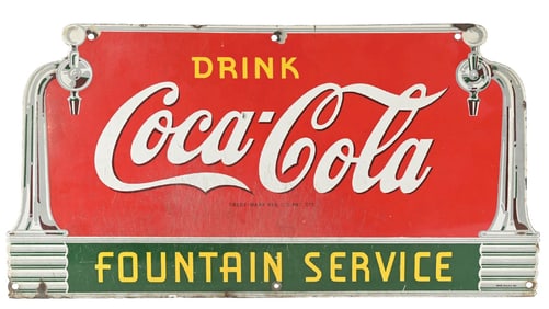 DRINK COCA COLA FOUNTAIN SERVICE PORCELAIN SIGN.