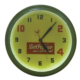 DRINK DR. PEPPER NEON ADVERTISING CLOCK.