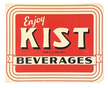 ENJOY KIST BEVERAGES TIN FLANGE SIGN.