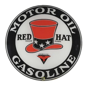 RED HAT GASOLINE & MOTOR OILS 15" SINGLE GLOBE LENS.