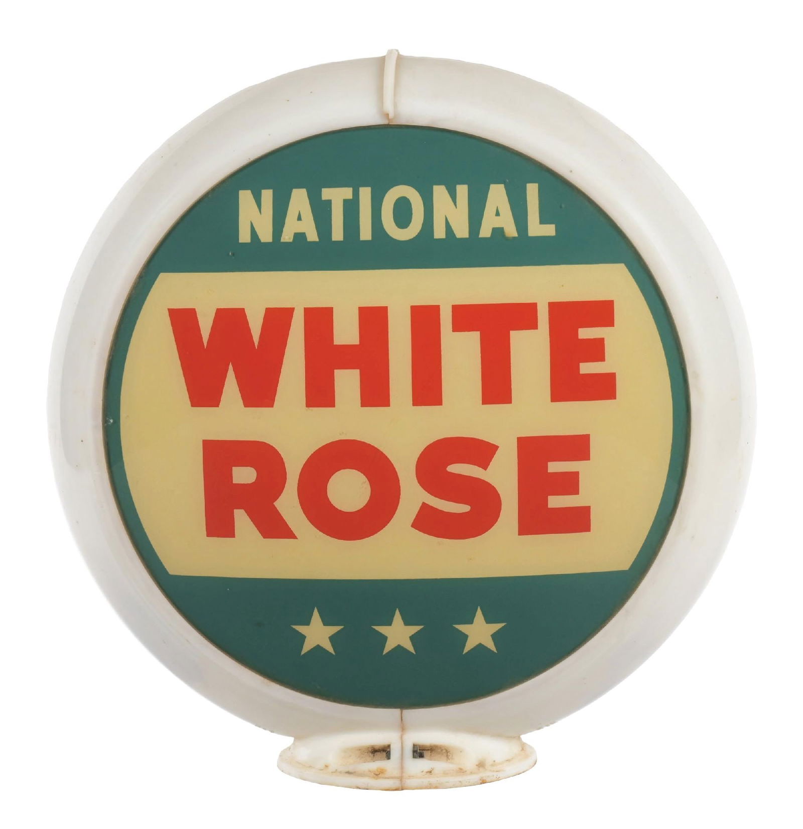 NATIONAL WHITE ROSE GASOLINE COMPLETE 13.5" GLOBE ON CAPCO BODY. (1 of 4)
