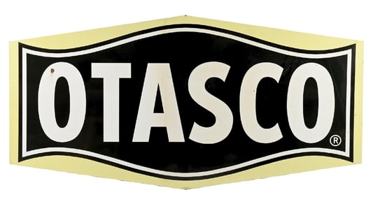 OTASCO PORCELAIN SIGN W/ COOKIE CUTTER EDGE.