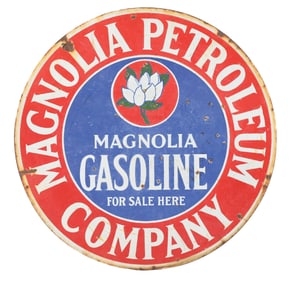 MAGNOLIA GASOLINE FOR SALE HERE PORCELAIN SIGN.
