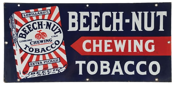 BEECH-NUT CHEWING TOBACCO PORCELAIN SIGN.